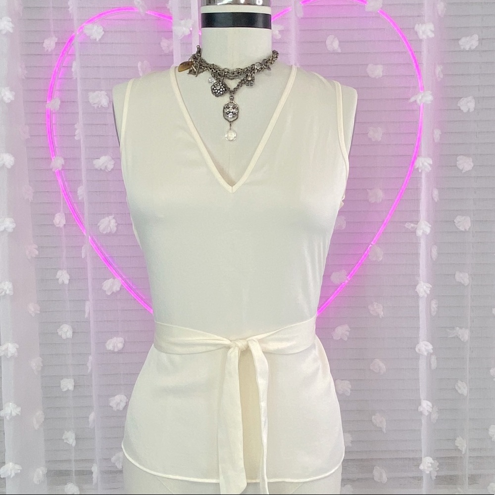 Open Back Wrap Tie Blouse